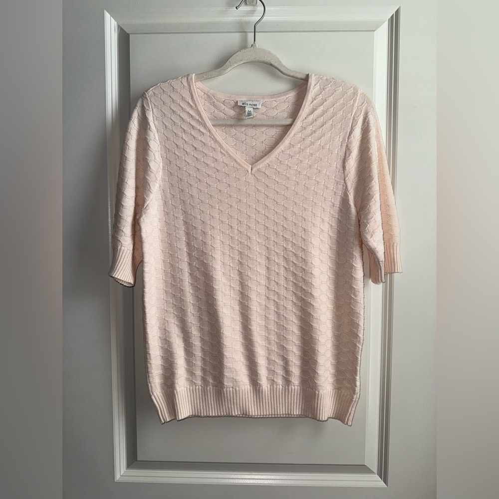 Ella Moss V-Neck Sweater in Soft Pink Womens Size Medium EUC